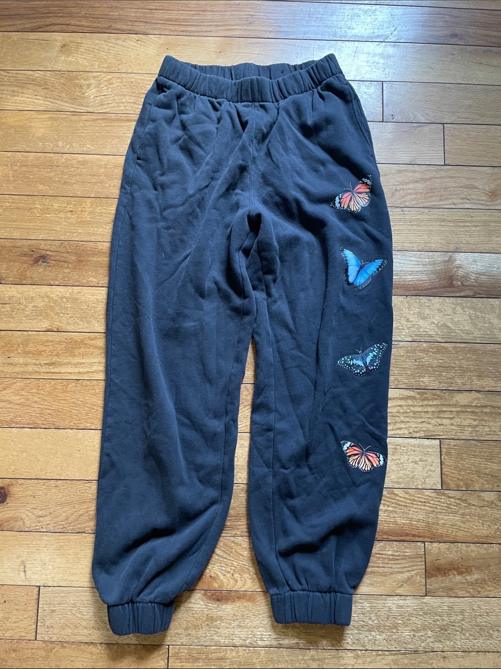 Women’s  Black Sweatpants with Butterfly Prints